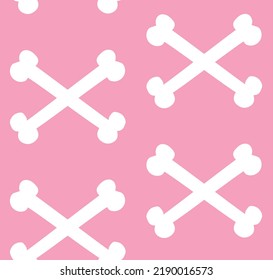 Vector seamless pattern of hand drawn doodle sketch crossed bones isolated on pink background