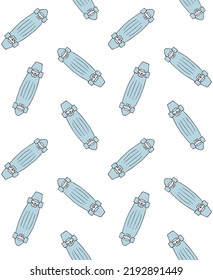 Vector seamless pattern of hand drawn doodle sketch cruiser skateboard isolated on white background