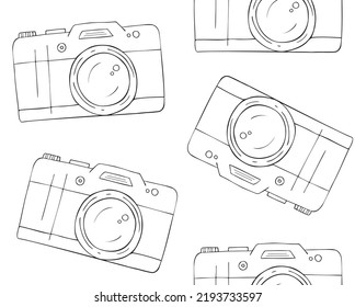 Vector seamless pattern of hand drawn doodle sketch photo camera isolated on white background - Powered by Shutterstock - Get 15% off with code: PIKWIZARD15