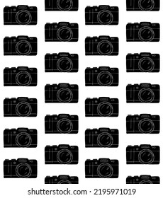 Vector seamless pattern of hand drawn doodle sketch black photo camera isolated on white background