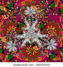 patrón vectorial sin fisuras con flores de doodle dibujadas a mano. Fondo floral lindo para textil, tela, envoltura, rayado. Diseño infantil. En un entorno agradable.