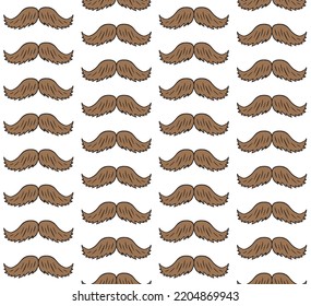Vector seamless pattern of hand drawn doodle sketch colored mustache isolated on white background