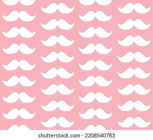 Vector seamless pattern of hand drawn doodle sketch mustache silhouette isolated on pink background