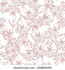 Vector seamless pattern with hand drawn leaf and flowers. Contemporary floral botanical seamless pattern.