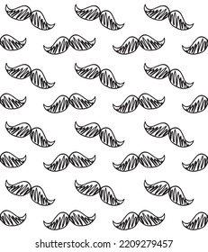 Vector seamless pattern of hand drawn sketch doodle mustache isolated on white background