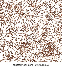 Vector seamless pattern with hand drawn leaf and flowers. Contemporary floral botanical seamless pattern.