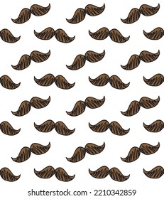 Vector seamless pattern of hand drawn sketch doodle colored mustache isolated on white background