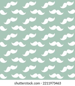 Vector seamless pattern of hand drawn sketch doodle mustache silhouette isolated on mint background