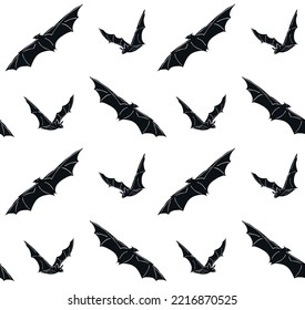 Vector seamless pattern of hand drawn sketch doodle black bat isolated on white background