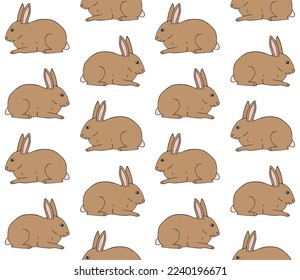 Vector seamless pattern of hand drawn doodle sketch colored bunny rabbit isolated on white background
