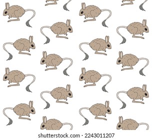 Vector seamless pattern of hand drawn doodle sketch colored Jerboa isolated on white background