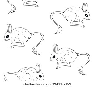 Vector seamless pattern of hand drawn doodle sketch Jerboa isolated on white background