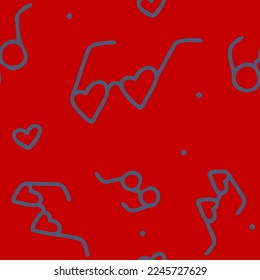 Vector. Seamless pattern with hand drawn heart shaped glasses. Vintage background for Valentine's Day, holidays of lovers, women's day and wedding design. Print for postcards, invitations, packaging.