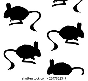 Vector seamless pattern of hand drawn doodle sketch Jerboa silhouette isolated on white background