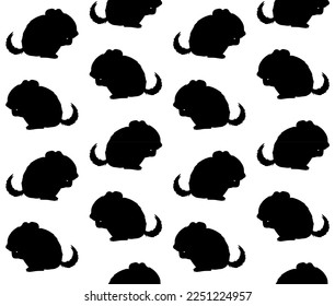 Vector seamless pattern of hand drawn doodle sketch chinchilla silhouette isolated on white background