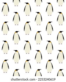 Vector seamless pattern of hand drawn flat emperor penguin isolated on white background