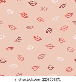 Vector seamless pattern with hand drawn lips. Design for textile, wallpaper, wrapping paper.