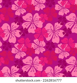 Vector seamless pattern with hand drawn twigs and sakura flowers on a white background. Cherry blossoms. wedding pattern, floral pattern for printing on fabric, clothing, wrapping paper.