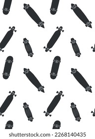 Vector seamless pattern of hand drawn doodle sketch black skateboards isolated on white background