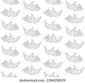 Vector seamless pattern of hand drawn sketch triceratops dinosaur skull isolated on white background