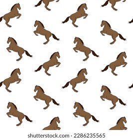 Vector seamless pattern of hand drawn doodle sketch colored dressage horse isolated on white background