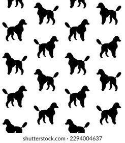Vector seamless pattern of hand drawn doodle sketch poodle dog silhouette isolated on white background
