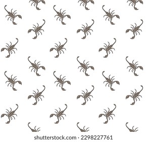 Vector seamless pattern of hand drawn doodle sketch colored scorpio isolated on white background