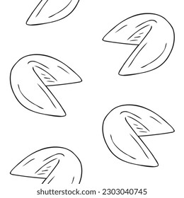 Vector seamless pattern of hand drawn doodle sketch Chinese cookie isolated on white background