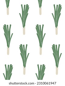 Vector seamless pattern of hand drawn doodle sketch leek isolated on white background