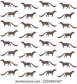 Vector seamless pattern of hand drawn doodle sketch colored mongoose isolated on white background