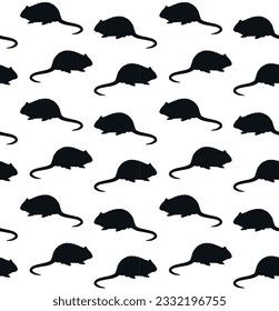 Vector seamless pattern of hand drawn nutria silhouette isolated on white background