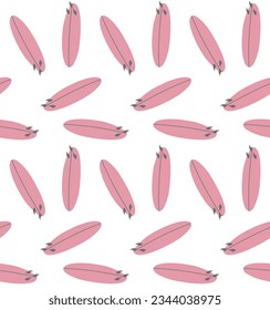 Vector seamless pattern of hand drawn flat surfboard isolated on white background