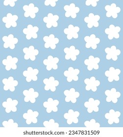 Vector seamless pattern of hand drawn doodle sketch sakura flower silhouette isolated on blue background