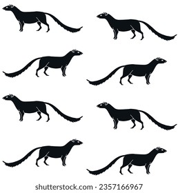 Vector seamless pattern of hand drawn sketch doodle mongoose isolated on white background