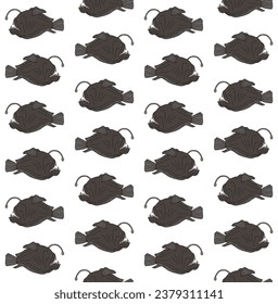 Vector seamless pattern of hand drawn doodle sketch colored angler fish isolated on white background