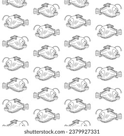 Vector seamless pattern of hand drawn doodle sketch angler fish isolated on white background