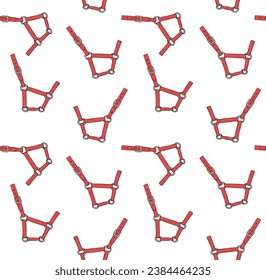 Vector seamless pattern of hand drawn doodle sketch colored horse halter isolated on white background