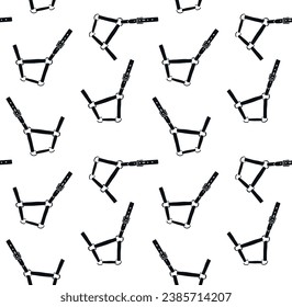 Vector seamless pattern of hand drawn doodle sketch black horse halter isolated on white background