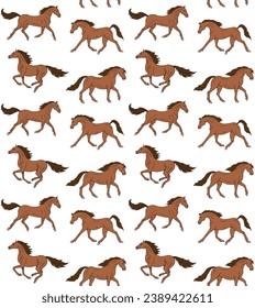 Vector seamless pattern of hand drawn sketch doodle horses isolated on white background