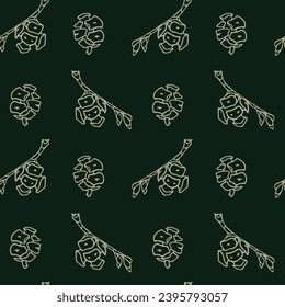 Vector seamless pattern with hand drawn graceful cypress twigs and cones. Beautiful design elements, ink drawing. Perfect for prints and patterns.