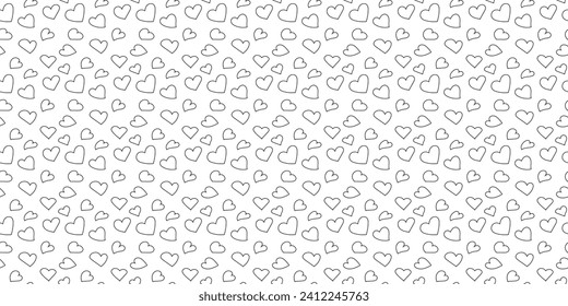 Vector seamless pattern with hand drawn hearts. Monochrome illustration for print, packaging, textile, banner, wallpaper