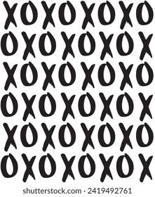 Vector seamless pattern of hand drawn doodle sketch xoxo lettering isolated on white background
