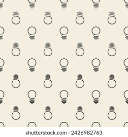 Vector seamless pattern with hand drawn light bulb on white background