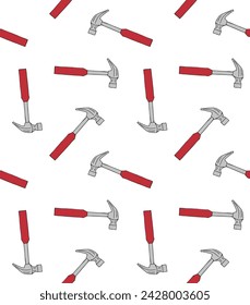 Vector seamless pattern of hand drawn doodle sketch colored hammer isolated on white background