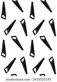 Vector seamless pattern of hand drawn doodle sketch saw isolated on white background