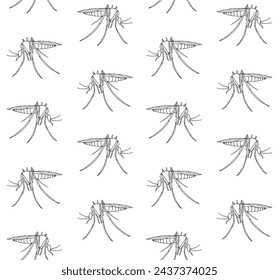 Vector seamless pattern of hand drawn doodle sketch outline mosquito isolated on white background