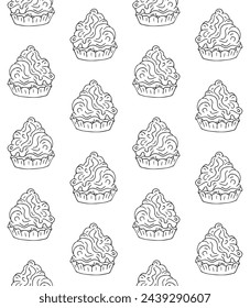 Vector seamless pattern of hand drawn doodle sketch outline cake isolated on white background