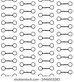 Vector seamless pattern of hand drawn doodle sketch horse equestrian bit isolated on white background