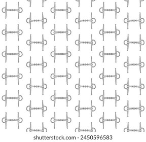Vector seamless pattern of hand drawn doodle sketch colored horse equestrian bit isolated on white background