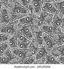 Vector Seamless Pattern of Hand Drawn Ethnic Ornaments